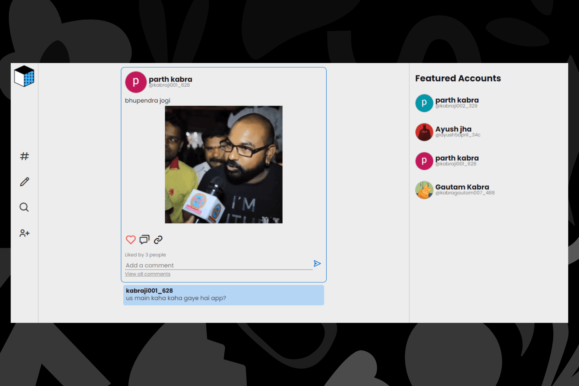 Social media web app Project screenshot